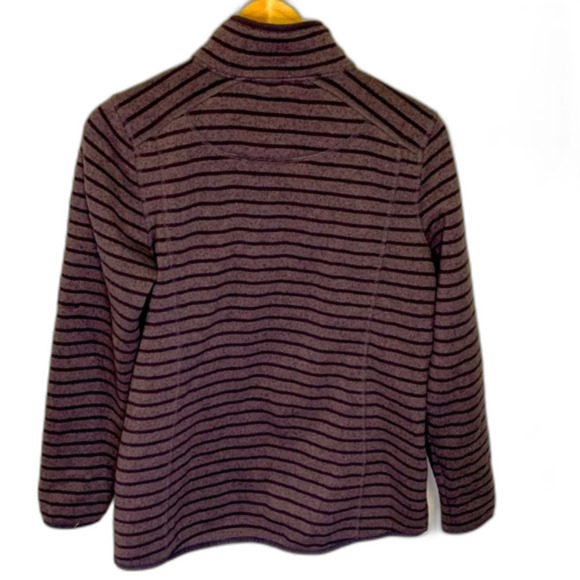 L.L. Bean Purple Striped Sweater Fleece Full Zipper Jacket Size L - Picture 6 of 11